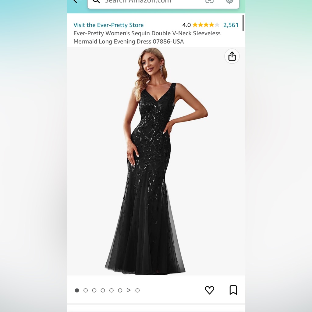 Ever-Pretty Black Sequin Double V-Neck Sleeveless Mermaid Evening Gown